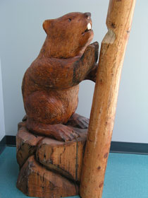 The Beaver is the focal point of the Engineer Cap Badge.  This Chainsaw carved beaver was donated by MCpl (Ret'd) Tony Gosse "aka Jesse"